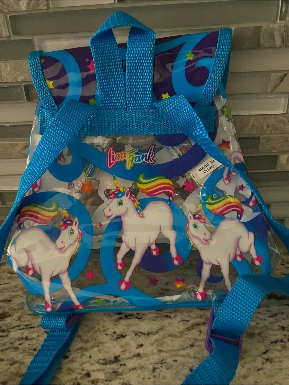 Vintage Lisa Frank Markie Unicorn mini backpack clear see through 90s y2k bag